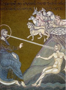 La création de l'homme (détail), mosaïque byzantine, cathédrale de Monreale (Sicile, Italie), XIIe-XIIIe s.