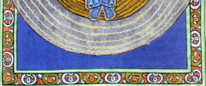 Dessin : La vision de la Sainte Trinité de Sainte Hildegarde de Bingen (Scivias, IIe livre, 2e vision) (détail : tiers inférieur)