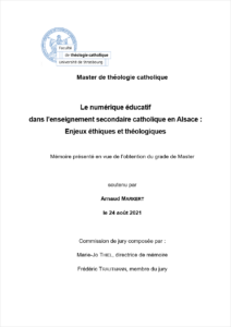 Couverture de mon mémoire sur les enjeux éthiques et théologiques du numérique éducatif